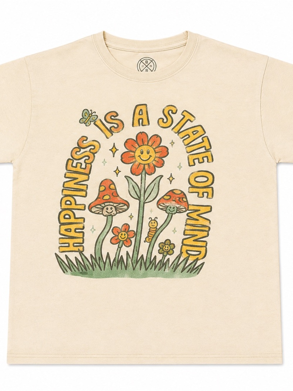 DOM Happiness Is a State of Mind Mushroom Flower Graphic Tee Size Small